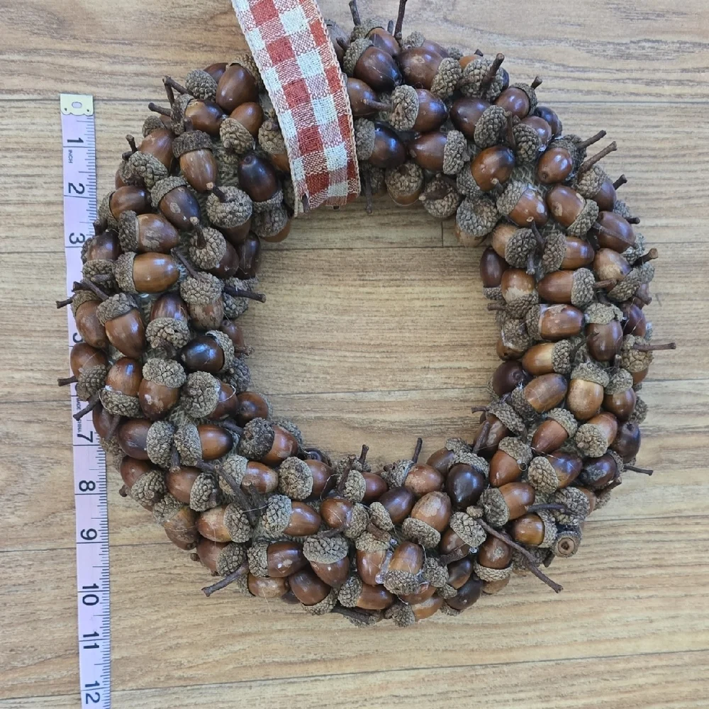 Charming Acorn Wreath with Red‎ Ribbon
